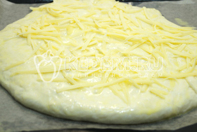 Посыпать тертым сыром и поставить в разогретую до 180 градусов С духовку на 30 минут.