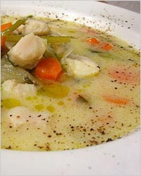 Суп из белой морской рыбы и сельдерея