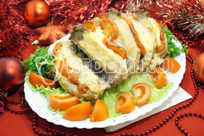 Мясо с помидорами и сыром «Новый год»