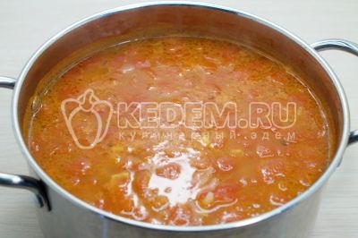 Доваривать суп на самом медленном огне. Добавить мясо с приправами и луком.